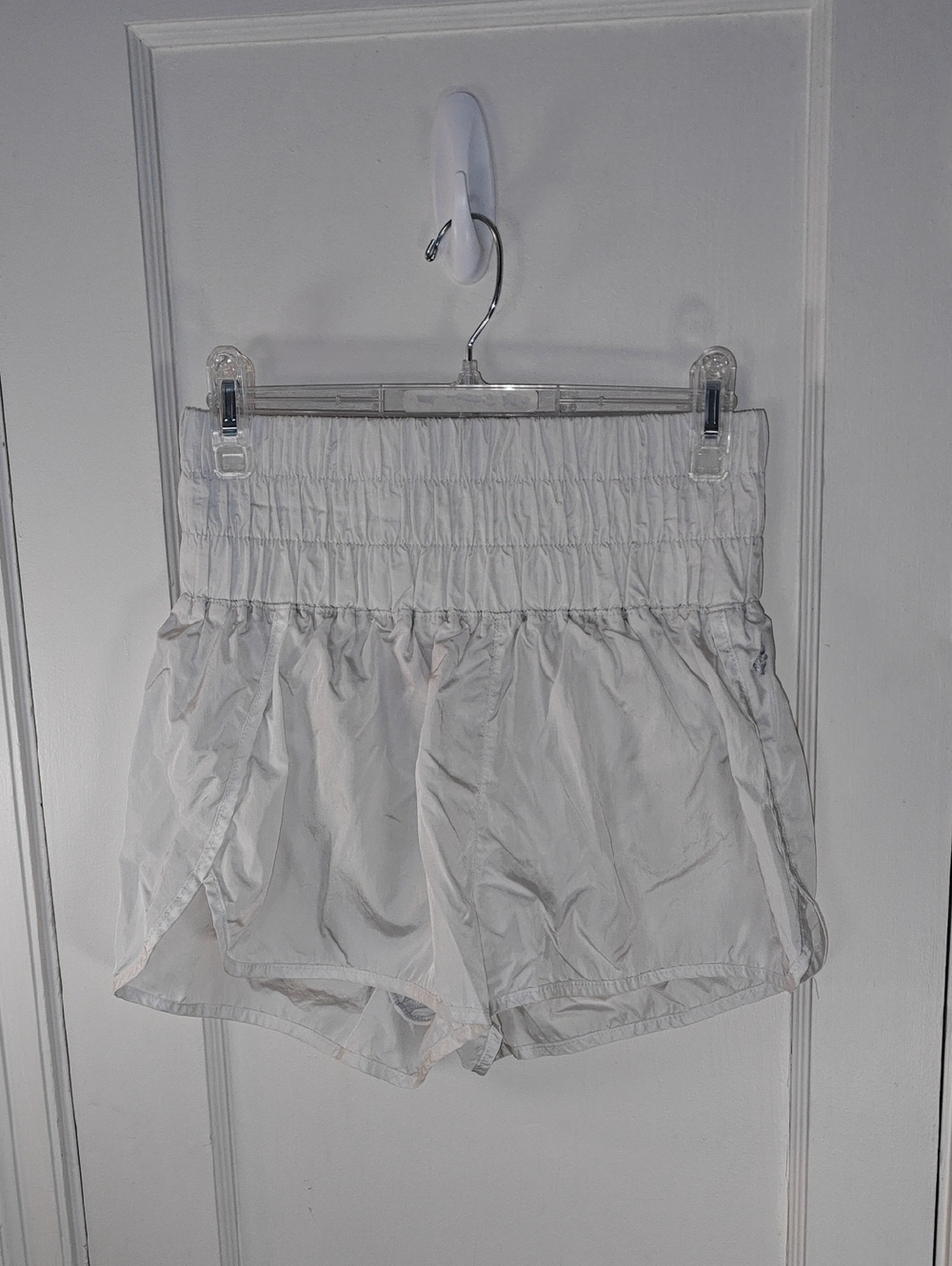 FP Movement by Free People White Smocked High-Rise Athletic Shorts